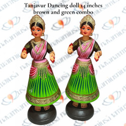 Tanjavur Dancing Doll Set - 14 inches - Brown & Green