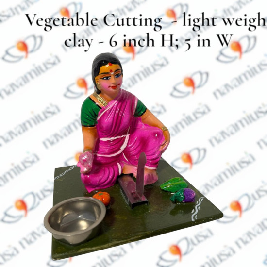 Vegetable Cutting - Village Scenes - Light Weight Clay - 5 inches