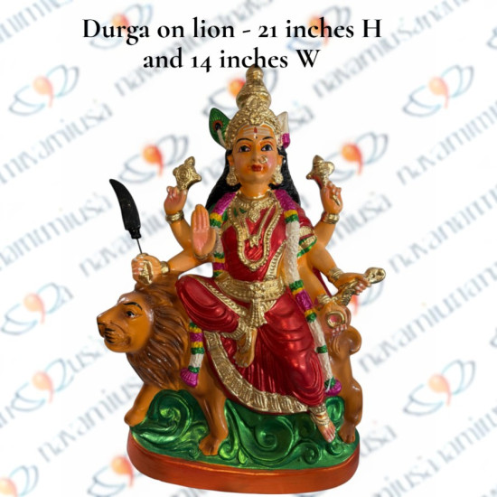 Durga on Lion - 21 inches - PM - Available in 2 colors