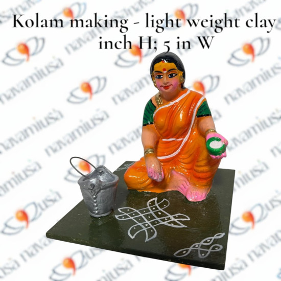 Kolam Making - Village Scenes - Light Weight Clay - 5 inches