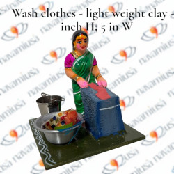 Washing Clothes - Village Scenes - Light Weight Clay - 5 inches