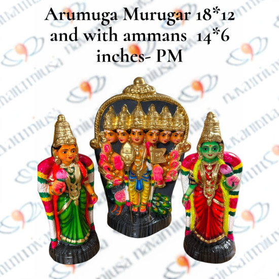 Arumuga Murugar with Valli Deivanai - 18 x 12 inches - PM