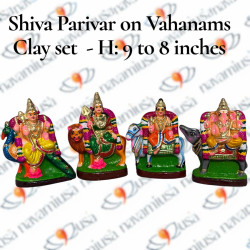 Shiva Parivar on Vahanams – 8 to 9 inches – Clay Set
