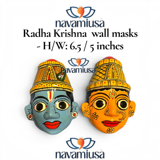 Radha Krishna Wall Masks – 6.5 x 5 Inches