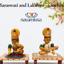 Saraswati and Lakshmi – 6 inches (Wooden Ettikopakka Set)