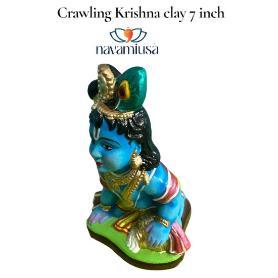 Crawling Krishna Idol – 7 inches (Clay)
