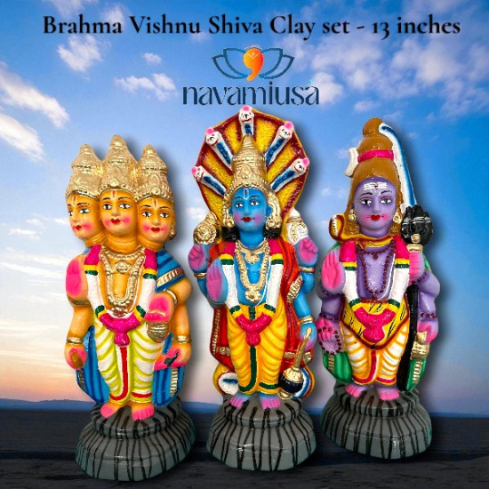 Brahma Vishnu Shiva - Clay set - 13 inches Brahma Vishnu Shiva - Clay set - 13 inches