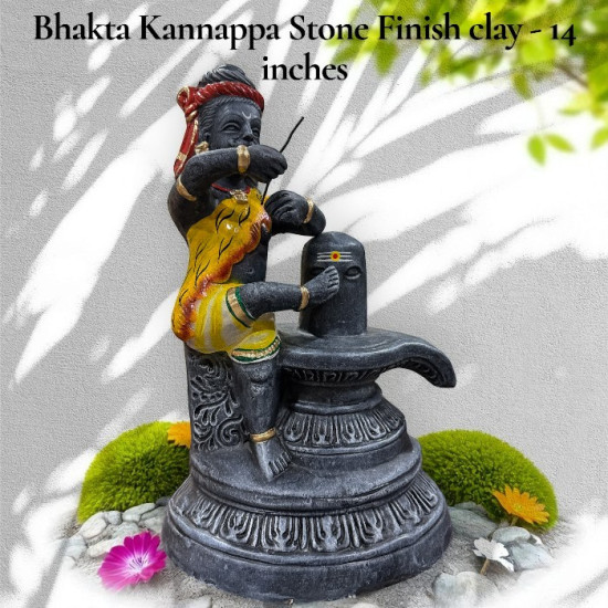 Bhakta Kannappa – Stone Finish Clay Statue – 14 inches