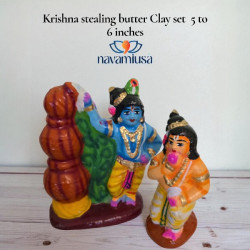 Krishna Leela Stealing Butter Clay