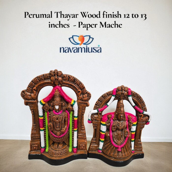 Perumal Thayar – Wood Finish – Paper Mache (12 to 13 inches)