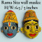 Rama Sita Wall Masks - 6.5 inches H