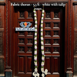 Fabric Thoran set – 5.3 ft – White with Tulip Roses